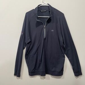Travis Mathew Mens Large Quarter Zip Pullover Jacket Golf Casual Navy Blue